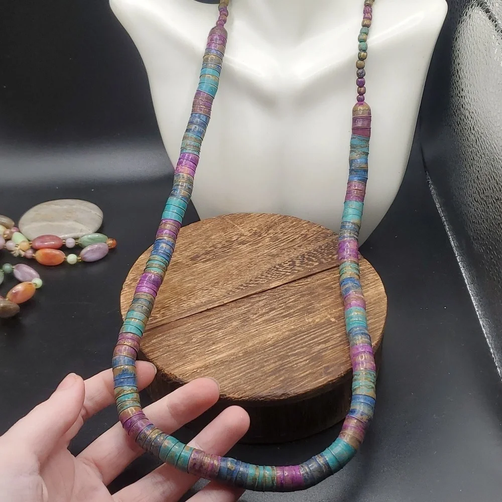 Unique heishi shell african colorful pastel necklace‎ Rare find Overflow